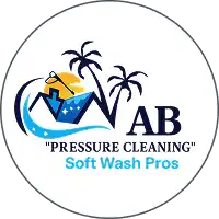 AB Pressure Cleaning and Soft Wash logo featuring an image of a house being pressure washed.